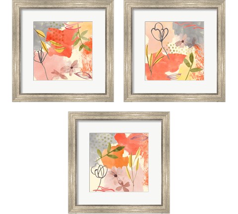 Flower Shimmer  3 Piece Framed Art Print Set by Melissa Wang