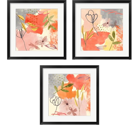 Flower Shimmer  3 Piece Framed Art Print Set by Melissa Wang