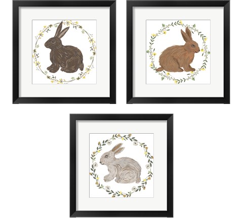 Happy Bunny Day 3 Piece Framed Art Print Set by Melissa Wang