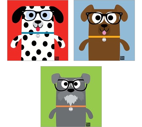Bow Wow Dogs 3 Piece Art Print Set by Todd Art