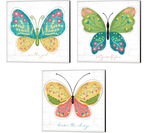 Butterfly Inspiration 3 Piece Canvas Print Set by Jennifer Pugh