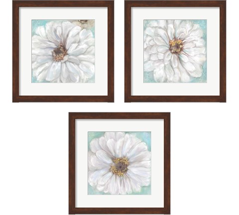 Zinnia  3 Piece Framed Art Print Set by Ramona Murdock