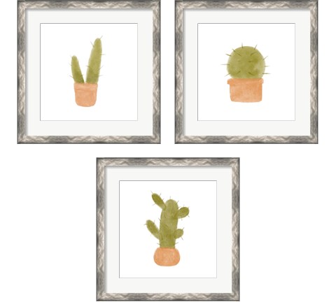 Watercolor Cactus 3 Piece Framed Art Print Set by Bannarot