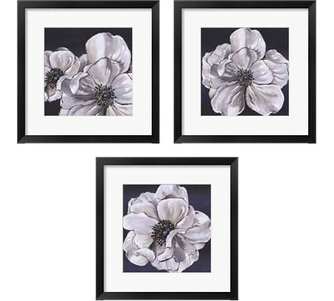 Blue & White Floral 3 Piece Framed Art Print Set by Lee C