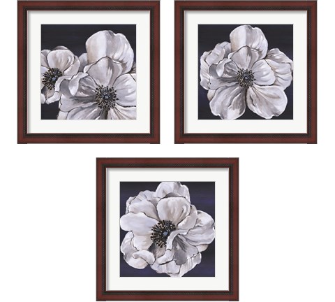 Blue & White Floral 3 Piece Framed Art Print Set by Lee C