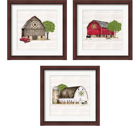 Spring & Summer Barn Quilt 3 Piece Framed Art Print Set by Tara Reed