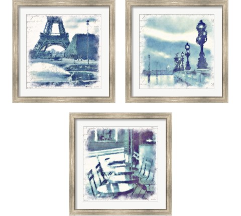 Paris in Blue 3 Piece Framed Art Print Set by Noah Bay