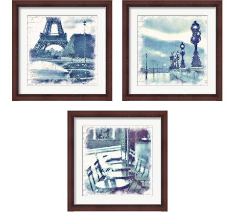 Paris in Blue 3 Piece Framed Art Print Set by Noah Bay