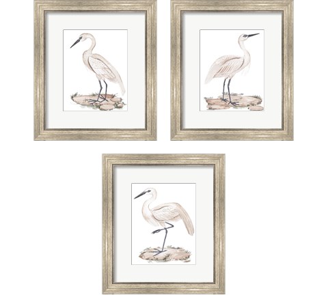 A White Heron 3 Piece Framed Art Print Set by Melissa Wang