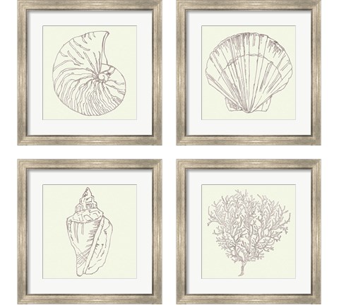 Coastal Breeze Sketches Silver 4 Piece Framed Art Print Set by Anne Tavoletti