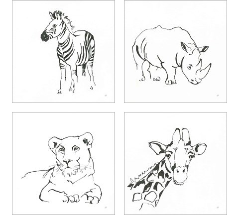 African Animals 4 Piece Art Print Set by Chris Paschke