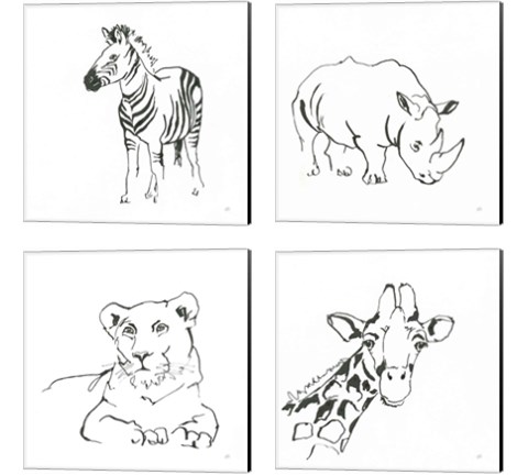 African Animals 4 Piece Canvas Print Set by Chris Paschke