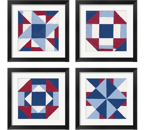 Americana Patchwork Tile 4 Piece Framed Art Print Set by Vanna Lam