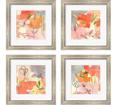 Flower Shimmer  4 Piece Framed Art Print Set by Melissa Wang