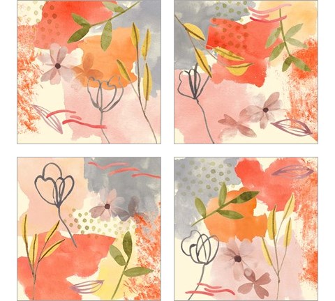 Flower Shimmer  4 Piece Art Print Set by Melissa Wang