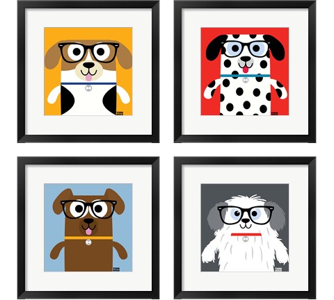 Bow Wow Dogs 4 Piece Framed Art Print Set by Todd Art