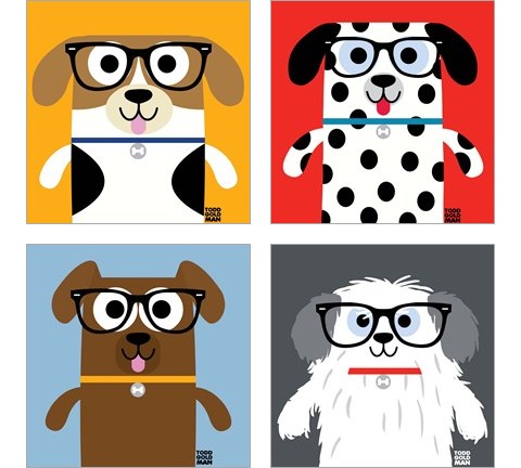 Bow Wow Dogs 4 Piece Art Print Set by Todd Art