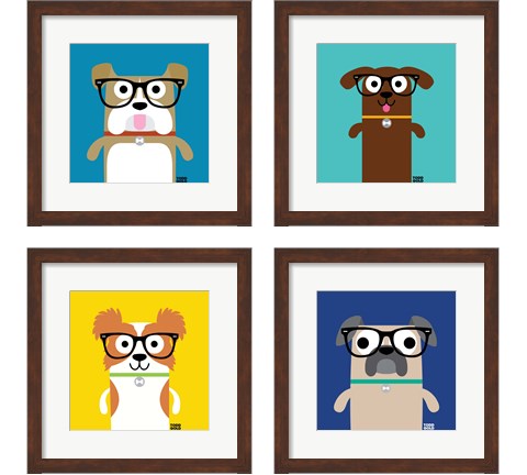 Bow Wow Dogs 4 Piece Framed Art Print Set by Todd Art