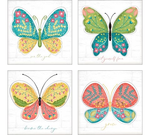 Butterfly Inspiration 4 Piece Art Print Set by Jennifer Pugh