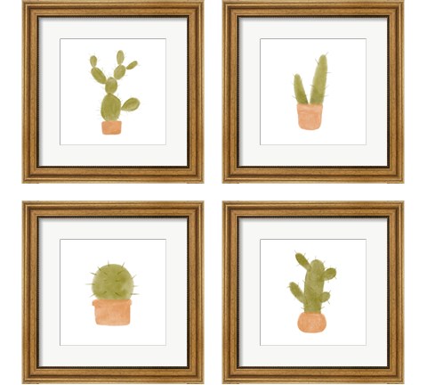 Watercolor Cactus 4 Piece Framed Art Print Set by Bannarot