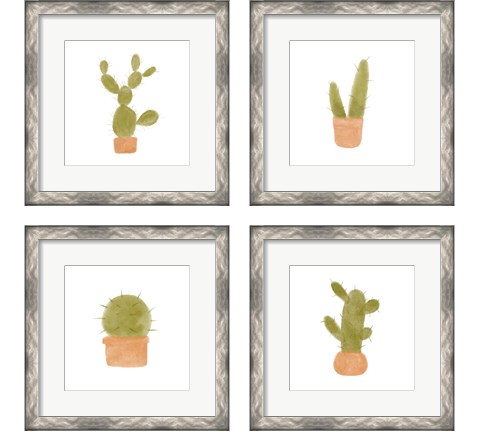 Watercolor Cactus 4 Piece Framed Art Print Set by Bannarot