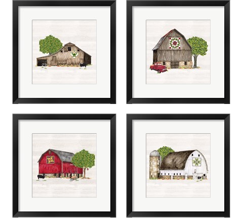 Spring & Summer Barn Quilt 4 Piece Framed Art Print Set by Tara Reed