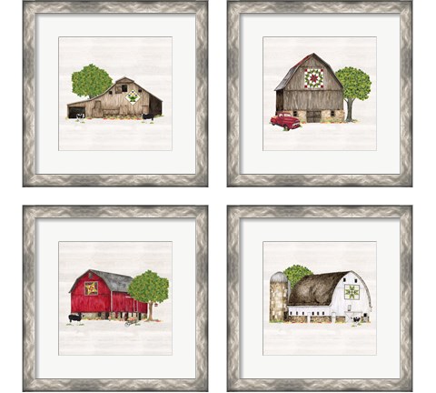 Spring & Summer Barn Quilt 4 Piece Framed Art Print Set by Tara Reed