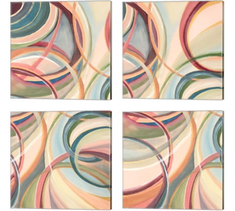 Overlapping Rings 4 Piece Canvas Print Set by Lee C