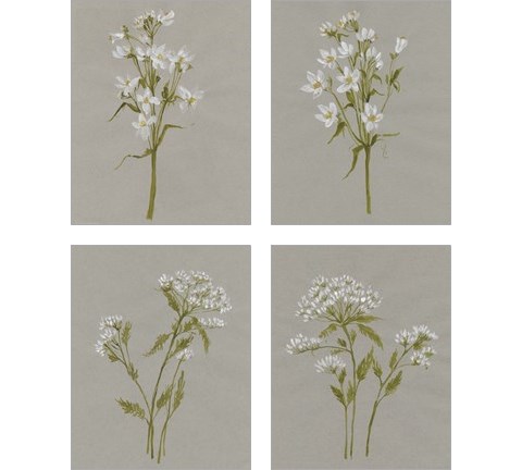 White Field Flowers 4 Piece Art Print Set by Jennifer Goldberger