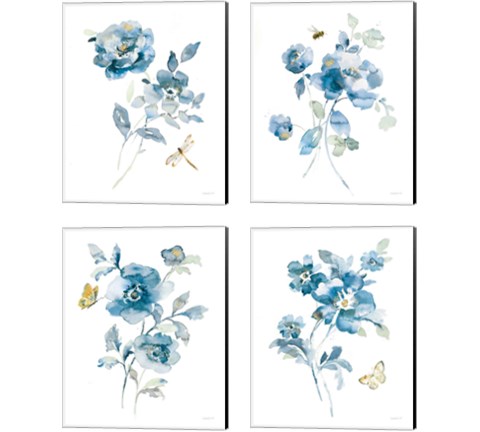 Blues of Summer Gilded 4 Piece Canvas Print Set by Danhui Nai