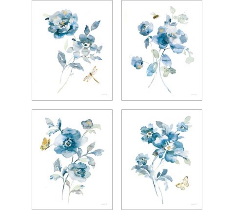 Blues of Summer Gilded 4 Piece Art Print Set by Danhui Nai