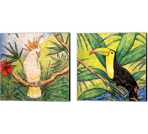 Tropical Bird 2 Piece Canvas Print Set by Nick Biscardi