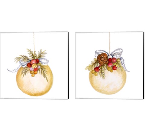 Holiday Ornament 2 Piece Canvas Print Set by Janice Gaynor
