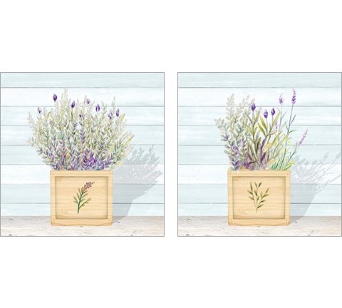 Lavender and Wood Square 2 Piece Art Print Set by Janice Gaynor