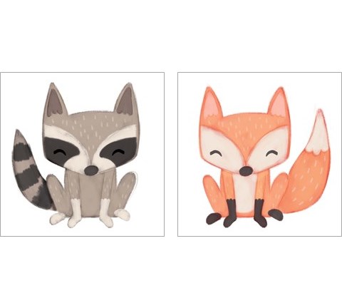 Fox & Raccoon 2 Piece Art Print Set by Josefina