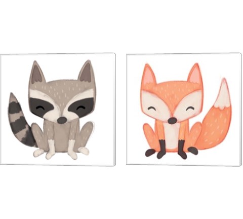 Fox & Raccoon 2 Piece Canvas Print Set by Josefina