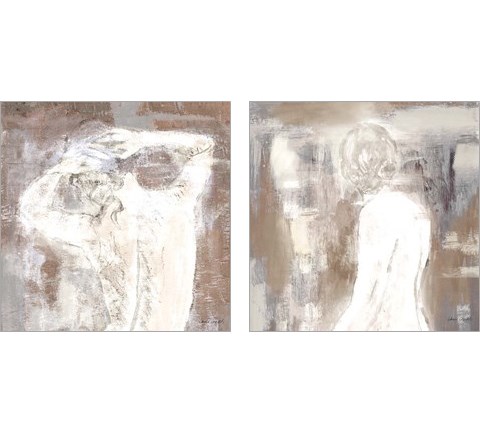 Neutral Figure on Abstract Square 2 Piece Art Print Set by Lanie Loreth