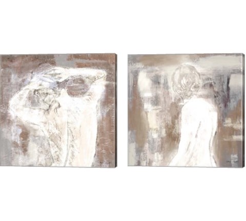 Neutral Figure on Abstract Square 2 Piece Canvas Print Set by Lanie Loreth