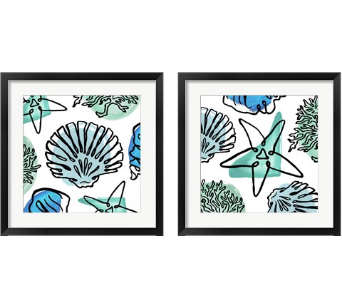 Coastal Contours Fusion 2 Piece Framed Art Print Set by Elizabeth Medley