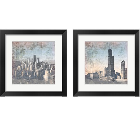 Chicago Skyline 2 Piece Framed Art Print Set by Dan Meneely