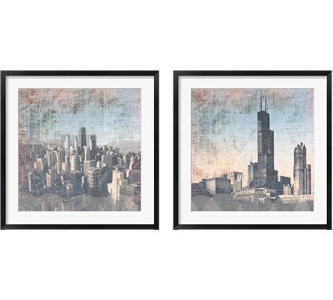 Chicago Skyline 2 Piece Framed Art Print Set by Dan Meneely