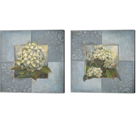 Hydrangeas on Blue 2 Piece Canvas Print Set by Patricia Pinto