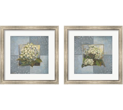 Hydrangeas on Blue 2 Piece Framed Art Print Set by Patricia Pinto