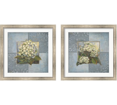 Hydrangeas on Blue 2 Piece Framed Art Print Set by Patricia Pinto