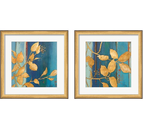Golden Blue 2 Piece Framed Art Print Set by Patricia Pinto
