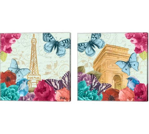 Belles Fleurs a Paris 2 Piece Canvas Print Set by Patricia Pinto