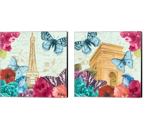 Belles Fleurs a Paris 2 Piece Canvas Print Set by Patricia Pinto