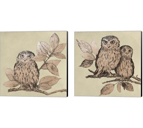 Neutral Little Owls 2 Piece Canvas Print Set by Patricia Pinto
