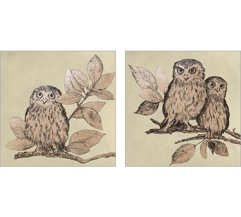 Neutral Little Owls 2 Piece Art Print Set by Patricia Pinto