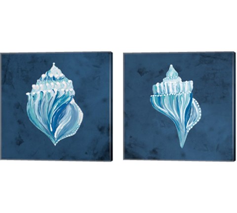 Azul Dotted Seashell on Navy 2 Piece Canvas Print Set by Gina Ritter